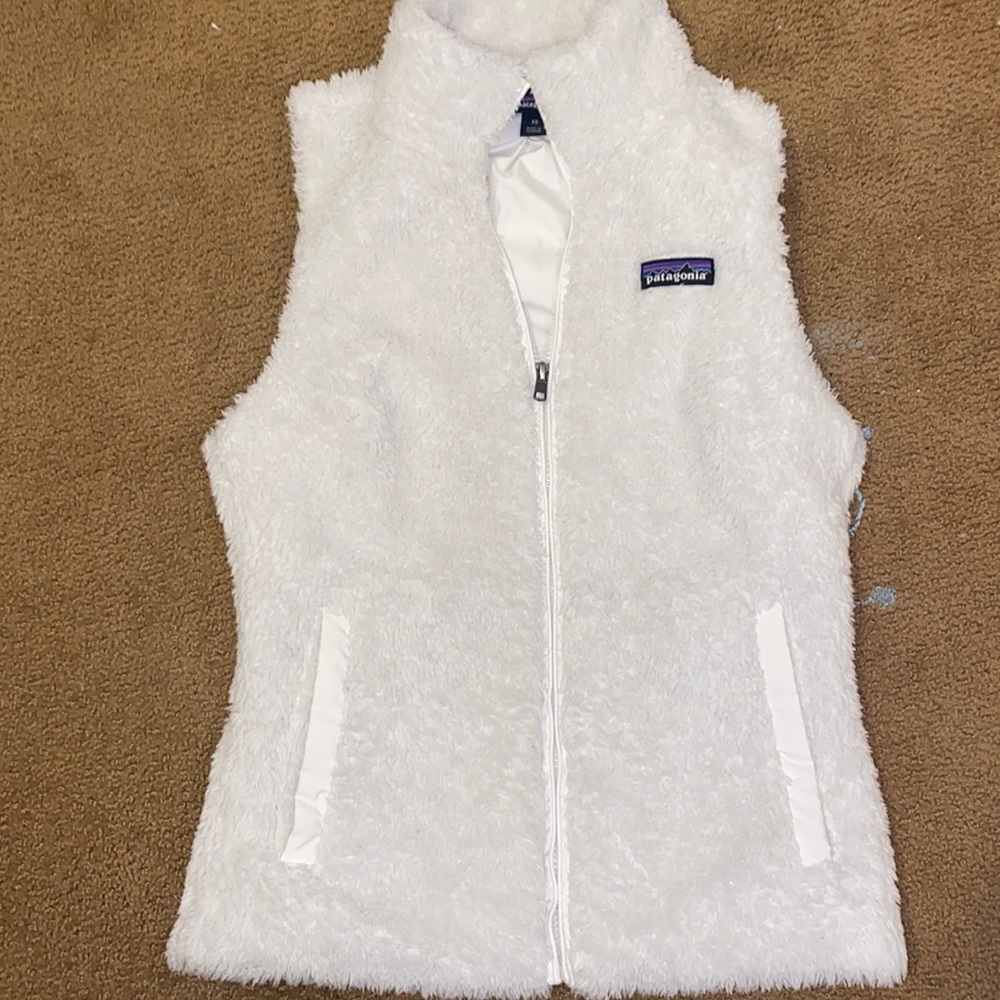 White Patagonia Fuzzy Vest